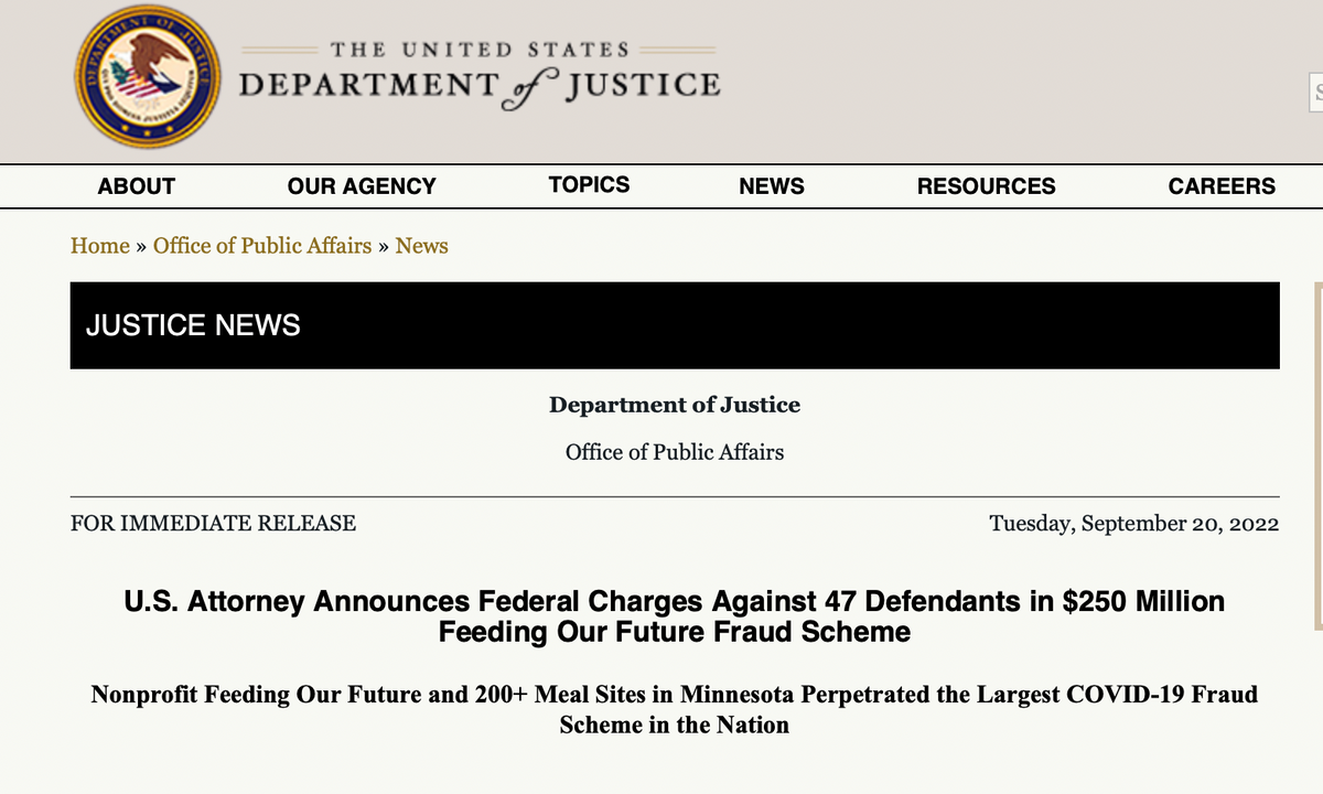 Department of Justice charges 47 people for stealing $250,000,000 in COVID-19 pandemic relief funds.